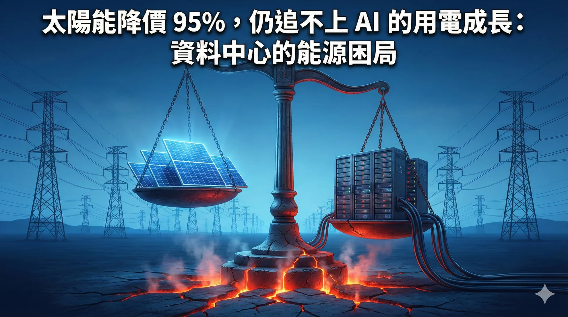 太陽能降價 95%,仍追不上 AI 的用電成長:資料中心的能源困局